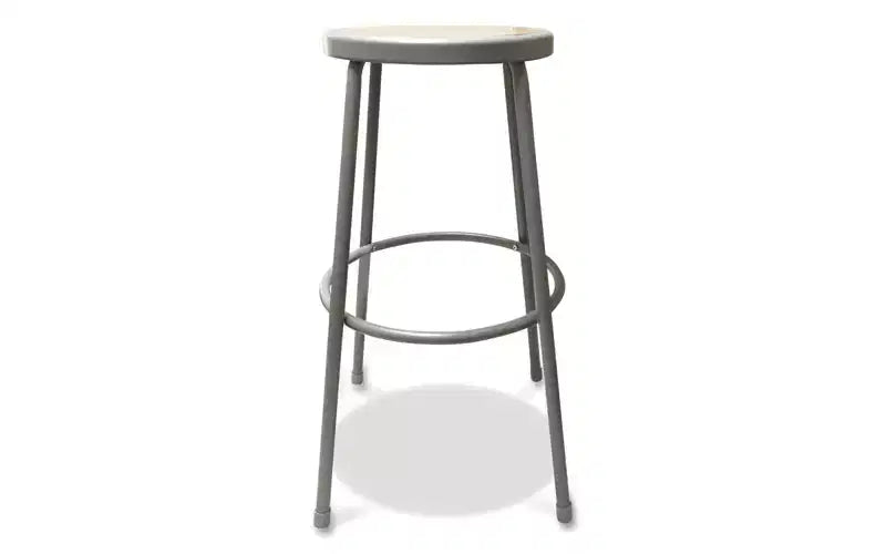 Alera Industrial Metal Shop Stool, Backless, Supports Up to 300 lb, 30 Seat Height, Brown Seat, Gray Base