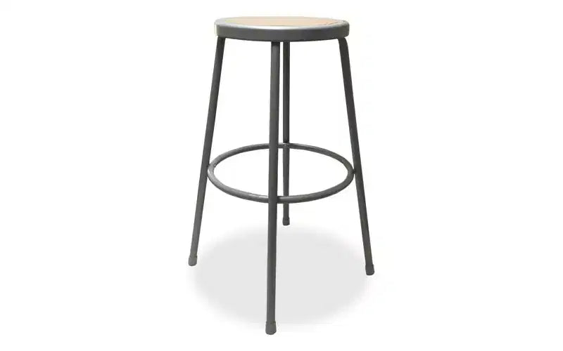 Alera Industrial Metal Shop Stool, Backless, Supports Up to 300 lb, 30 Seat Height, Brown Seat, Gray Base