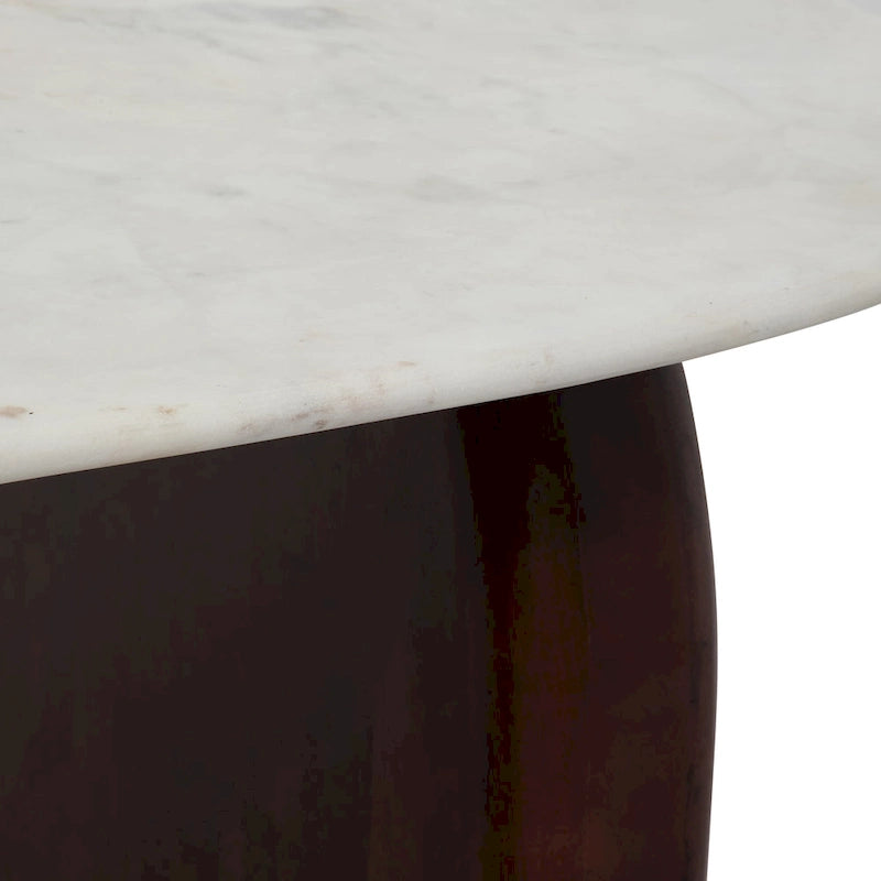 Modern Marble and Wood 16H Abstract Oval Coffee Table - 48 x 24 x 16