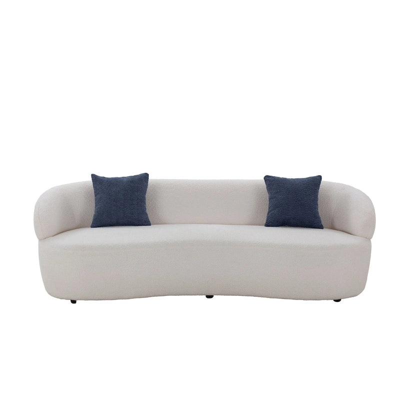 Beige Mid-Century Modern Curved Sofa
