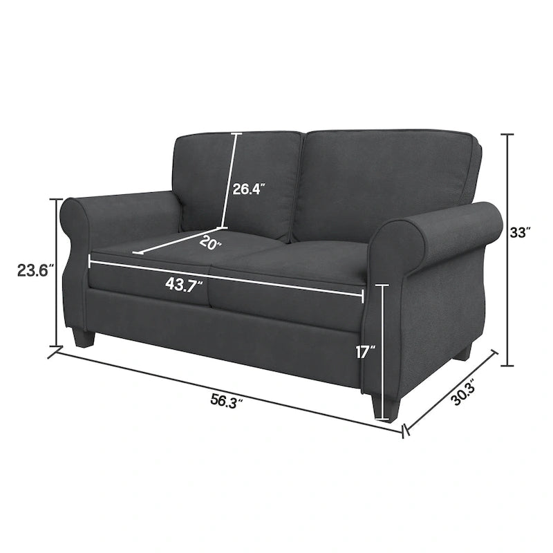Upholstered Sofa with Solid Wood Frame - 30.30 x 56.30 x 33.10