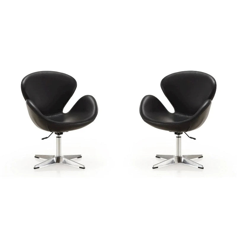 Manhattan Comfort Chrome Adjustable Swivel Chair (Set of 2)