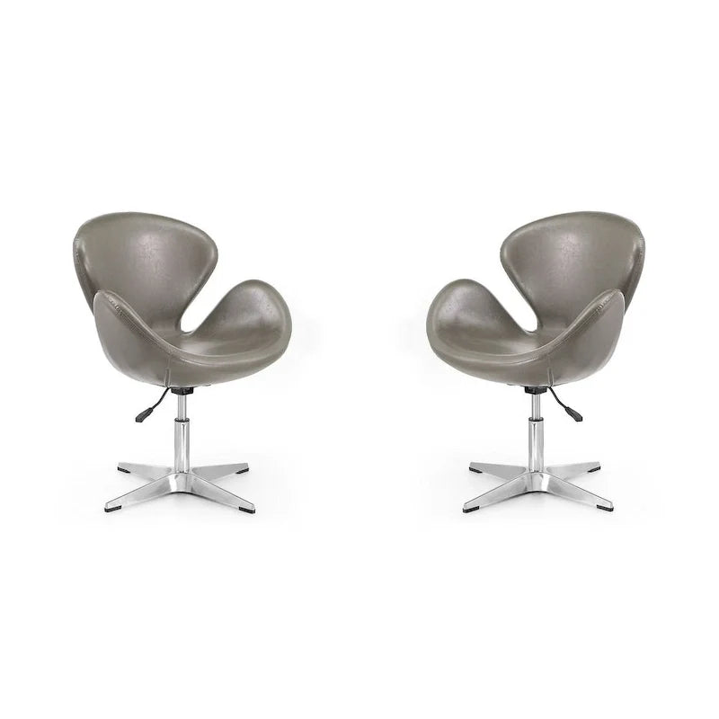 Manhattan Comfort Chrome Adjustable Swivel Chair (Set of 2)