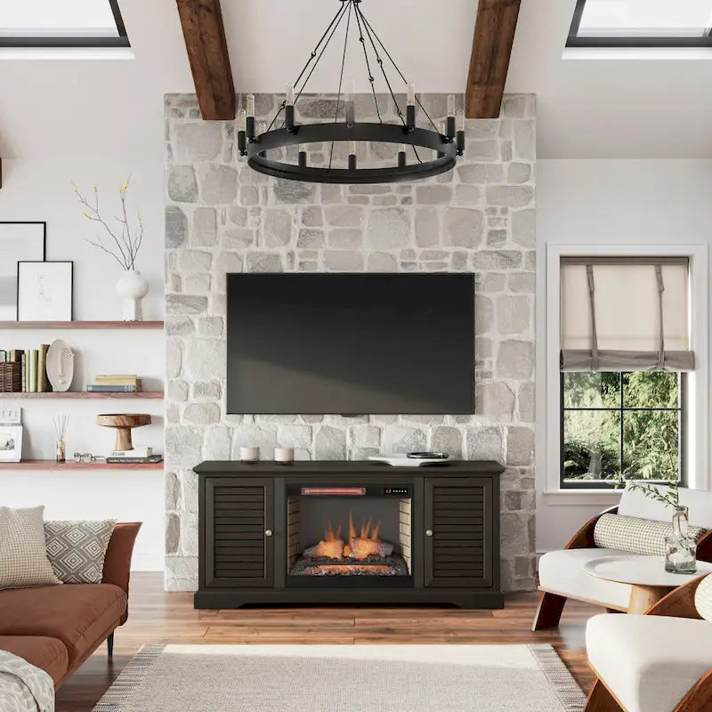 Bridgevine Home Topanga 68 inch Electric Fireplace TV Console for TVs up to 80 inches