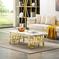Luxury White and Gold Living Room Tables: Coffee Table, End Table, Console Table for Living Room, Guest Hall, Reception Room, Entryway