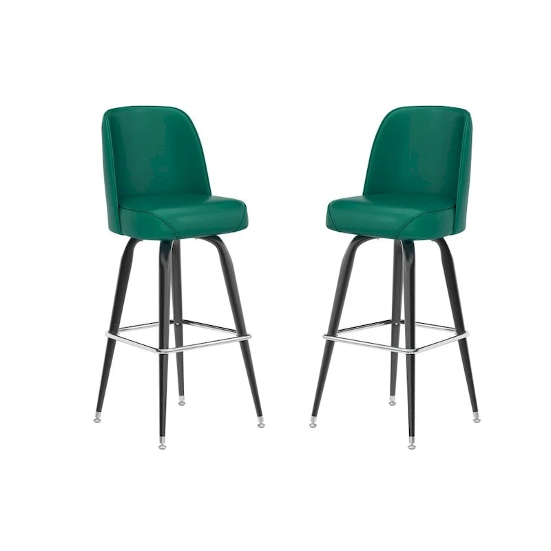 2er-Set Metall-Barhocker mit drehbarem, vinylgepolstertem Schalensitz und Fußstütze - 47T x 47B x 108H cm