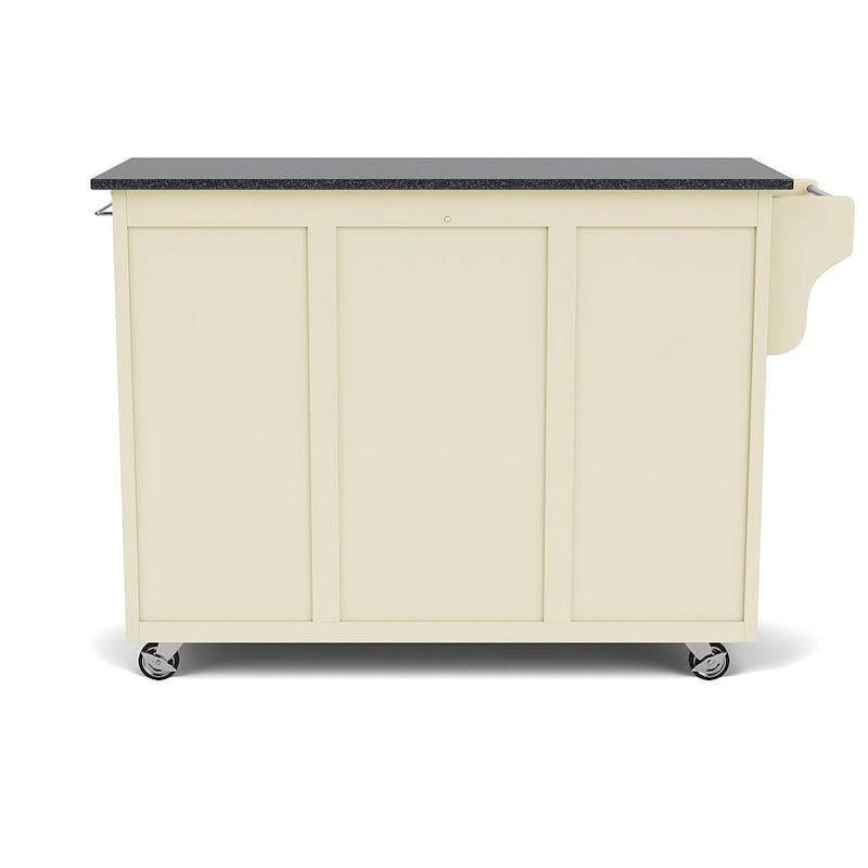 White Kitchen Cart with Black Granite Top