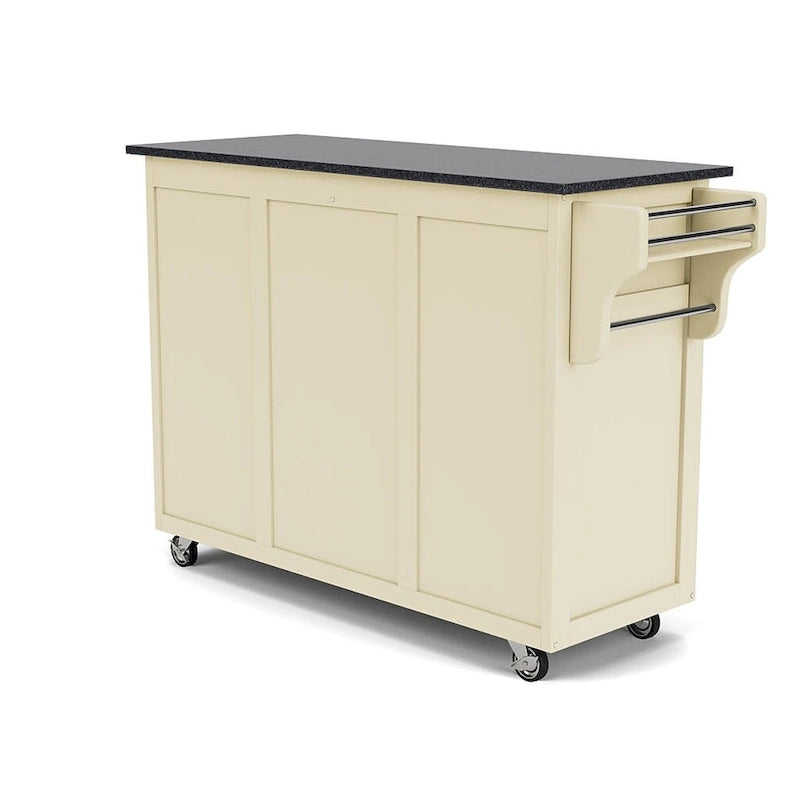White Kitchen Cart with Black Granite Top