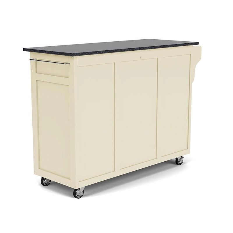 White Kitchen Cart with Black Granite Top