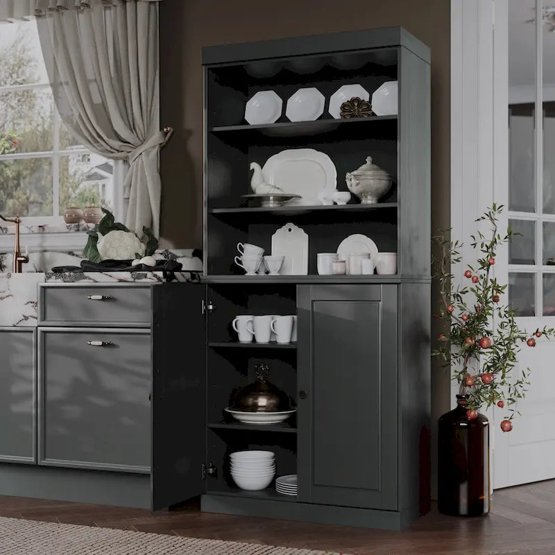 100% Solid Wood 32" Kitchen Pantry Cabinet with 2 Doors by Palace Imports