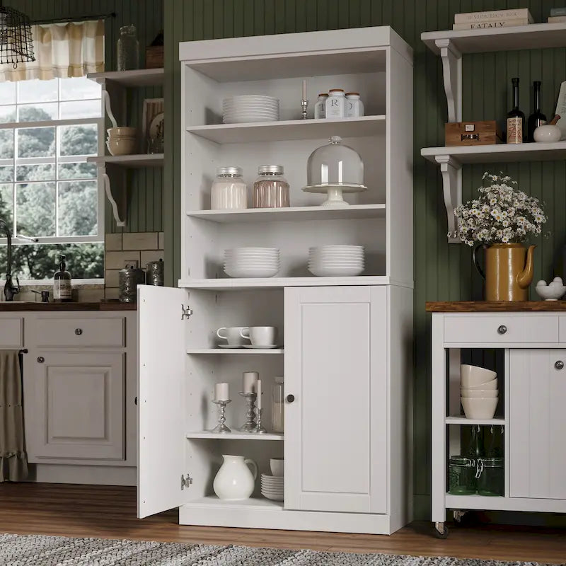 100% Solid Wood 32" Kitchen Pantry Cabinet with 2 Doors by Palace Imports