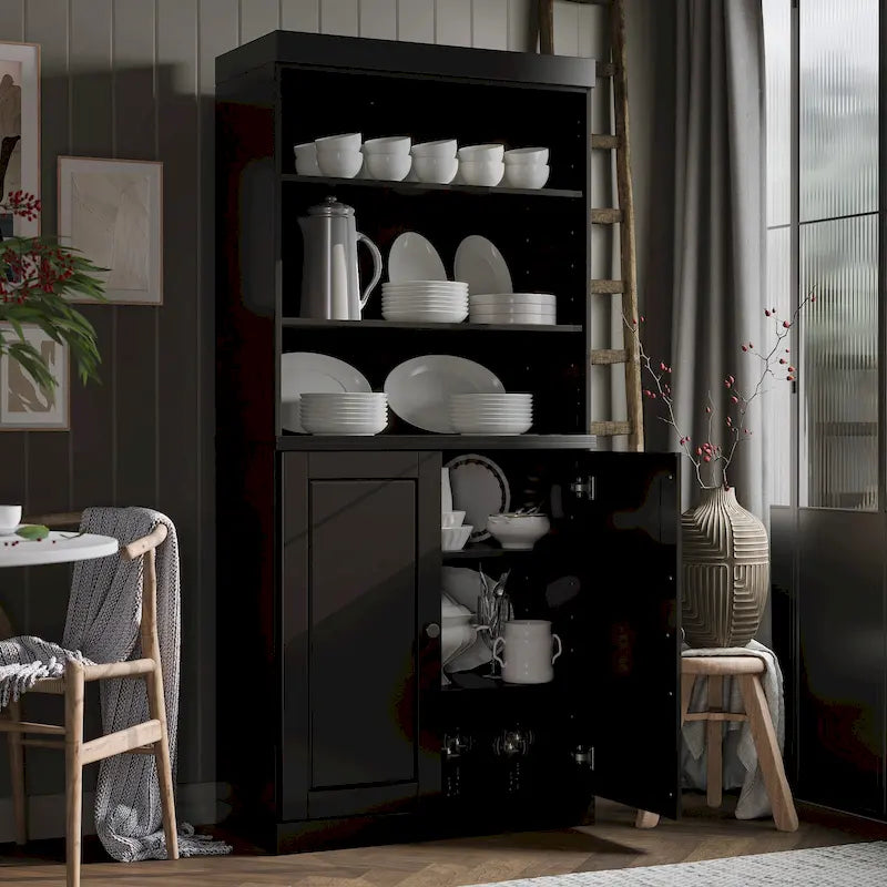 100% Solid Wood 32" Kitchen Pantry Cabinet with 2 Doors by Palace Imports