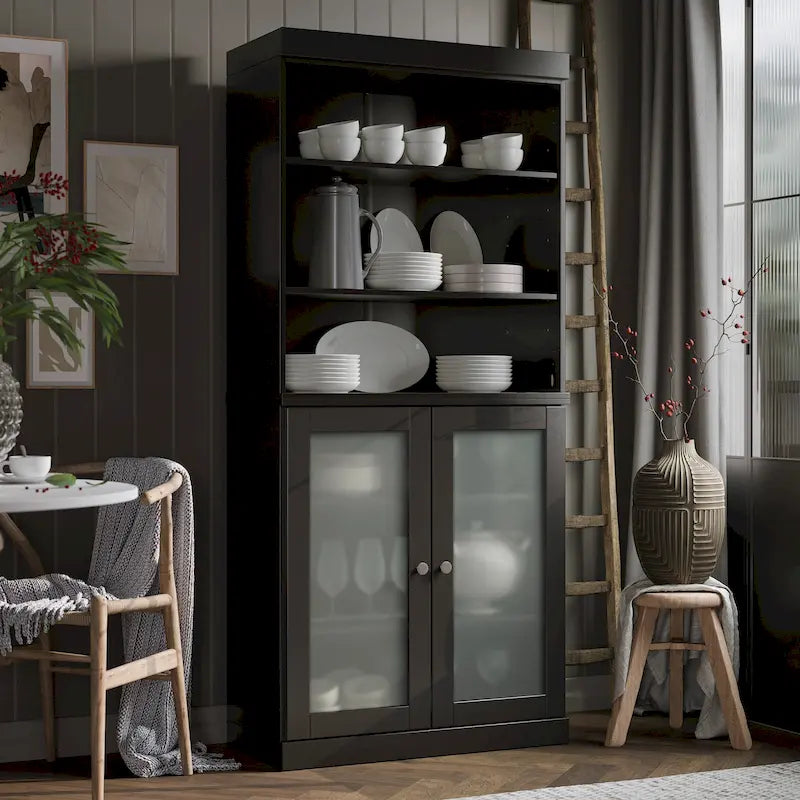 100% Solid Wood 32" Kitchen Pantry Cabinet with 2 Doors by Palace Imports