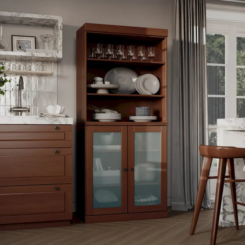 100% Solid Wood 32" Kitchen Pantry Cabinet with 2 Doors by Palace Imports