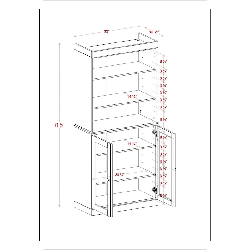 100 % Massivholz Küchenschrank 32 mit 2 Türen von Palace Imports