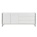IL VETRO buffet-server in high gloss white lacquer with clear glass.