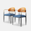 Modern Dining Chairs with Velvet Accent, Arm Chairs with PU Leather Back Pull and Metal Leg