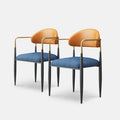Modern Dining Chairs with Velvet Upholstery, Armchairs with PU Leather Back Pull and Metal Legs