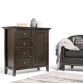 WYNDENHALL Halifax Mittelhoher Aufbewahrungsschrank aus MASSIVHOLZ, 37 Zoll breit, im Übergangsstil – 37 B x 17 T x 36 H