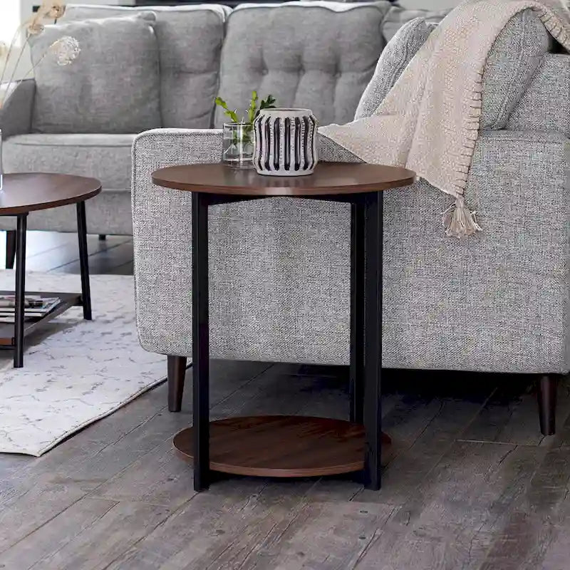 Household Essentials Side End Table with Storage Shelf