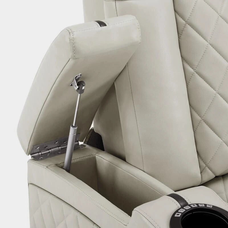 MCombo Power Recliner Chair with Adjustable Headrest, Dual Motor Home Theater Seating with USB Port, Breathable Leather HTS411