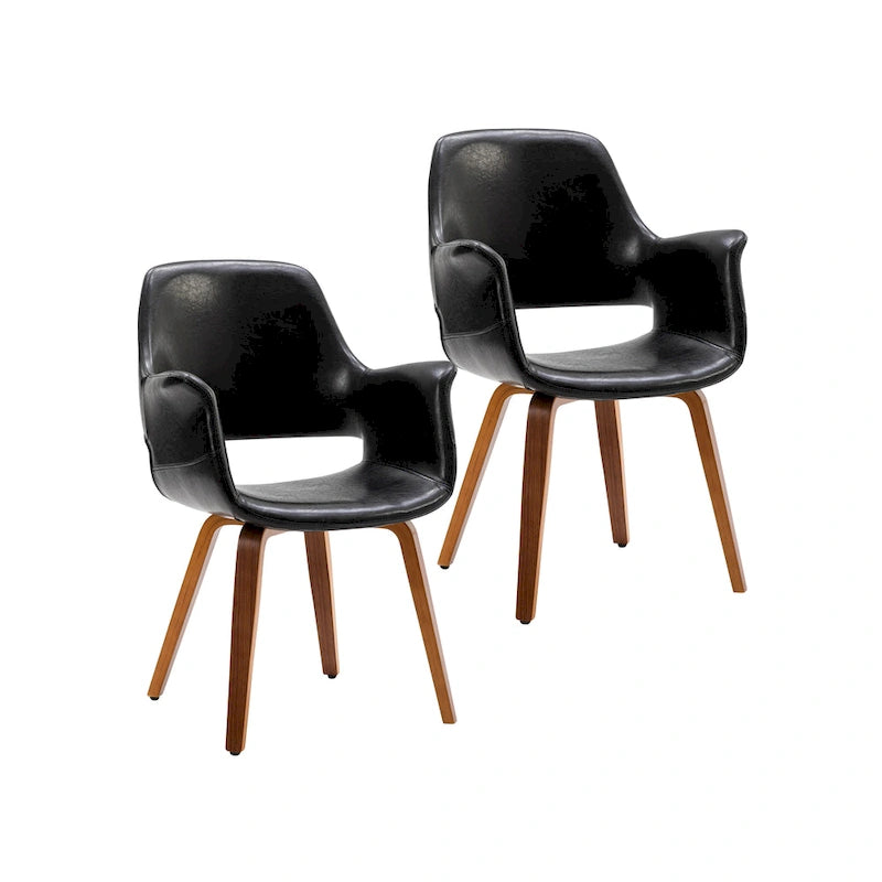 Dining Chairs Set of 2, PU Leather, Bentwood Legs