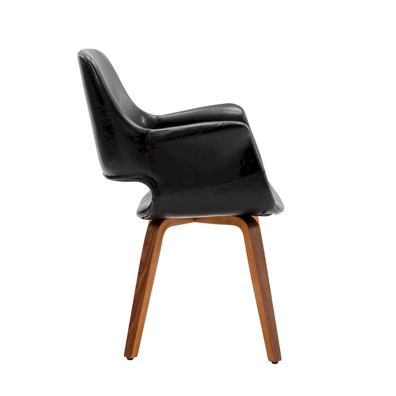 Dining Chairs Set of 2, PU Leather, Bentwood Legs