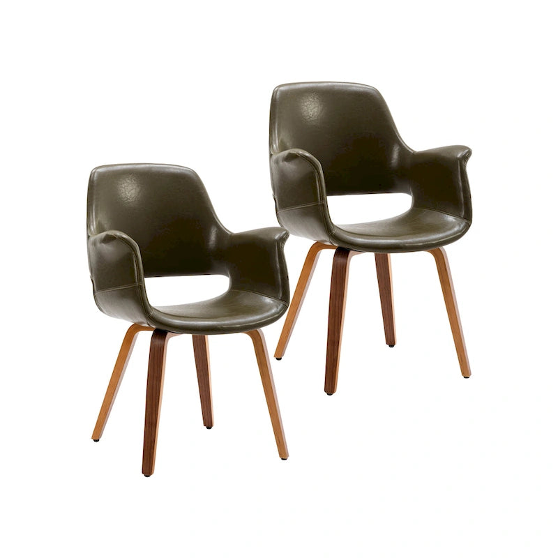 Dining Chairs Set of 2, PU Leather, Bentwood Legs