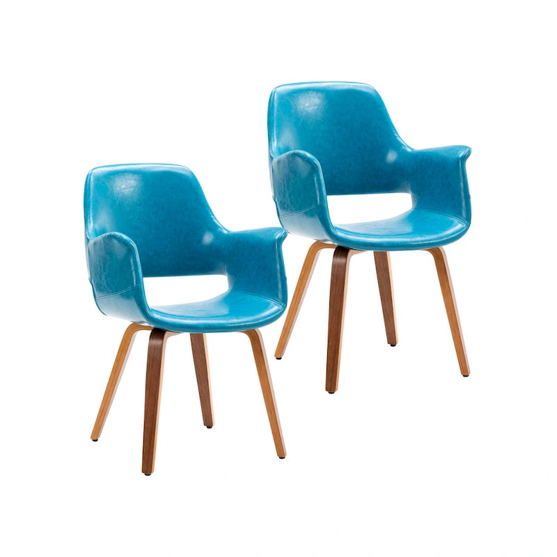 Dining Chairs Set of 2, PU Leather, Bentwood Legs