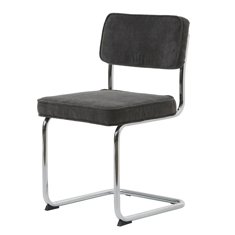 Corduroy Dining Chairs with Chrome Legs, Set of 2