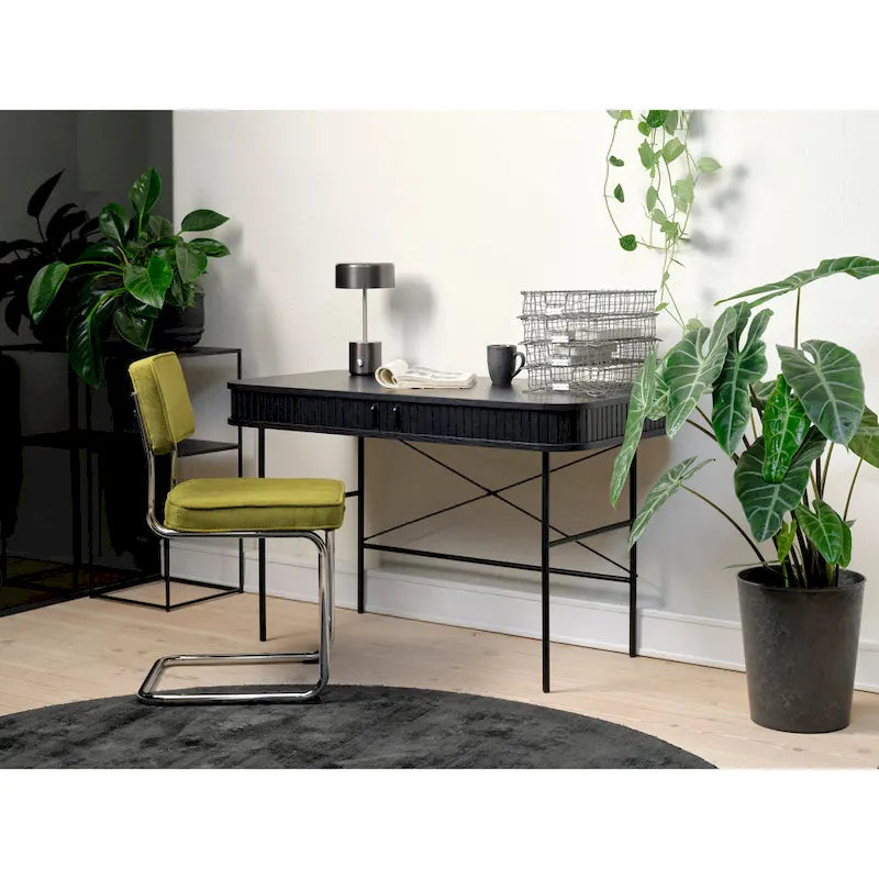 Corduroy Dining Chairs with Chrome Legs, Set of 2