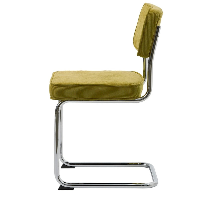 Corduroy Dining Chairs with Chrome Legs, Set of 2
