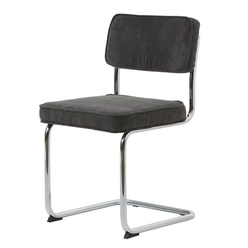 Corduroy Dining Chairs with Chrome Legs, Set of 2