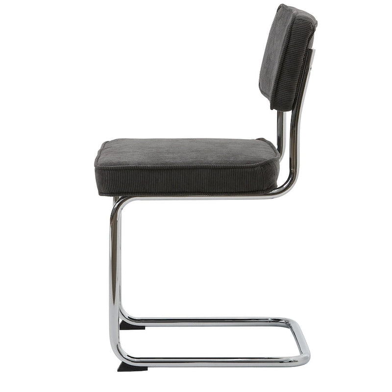 Corduroy Dining Chairs with Chrome Legs, Set of 2