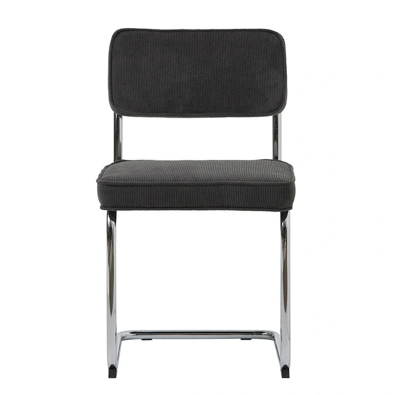 Corduroy Dining Chairs with Chrome Legs, Set of 2