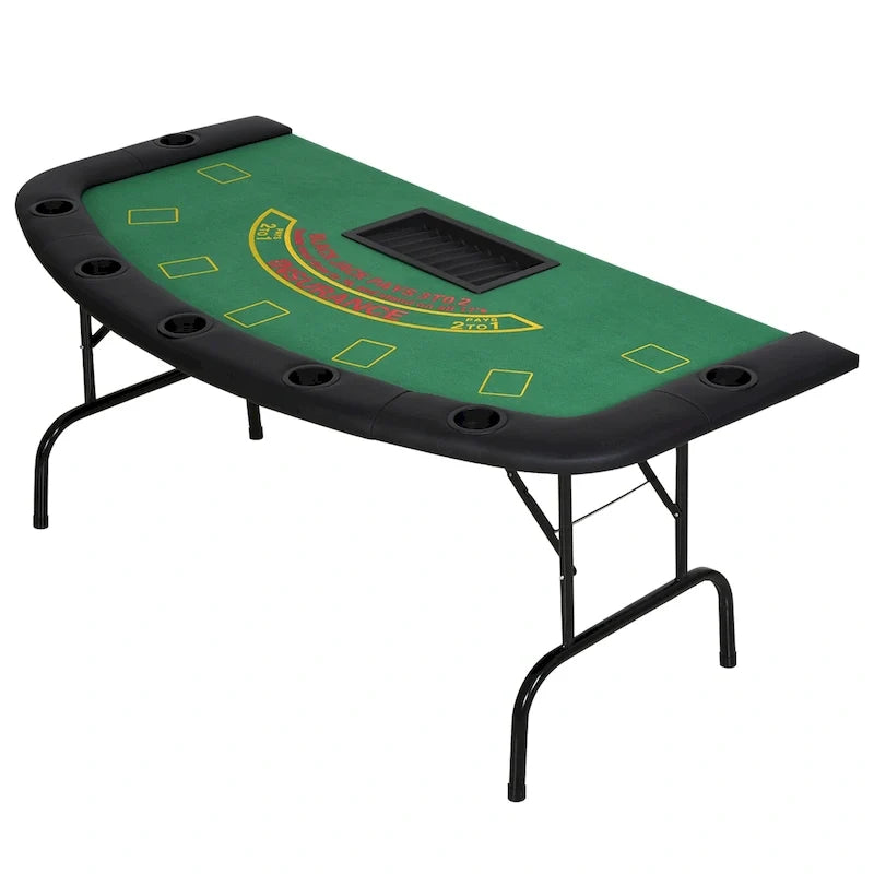 HomCom 72 7 Player Foldable Half Poker Table - Blue/Black