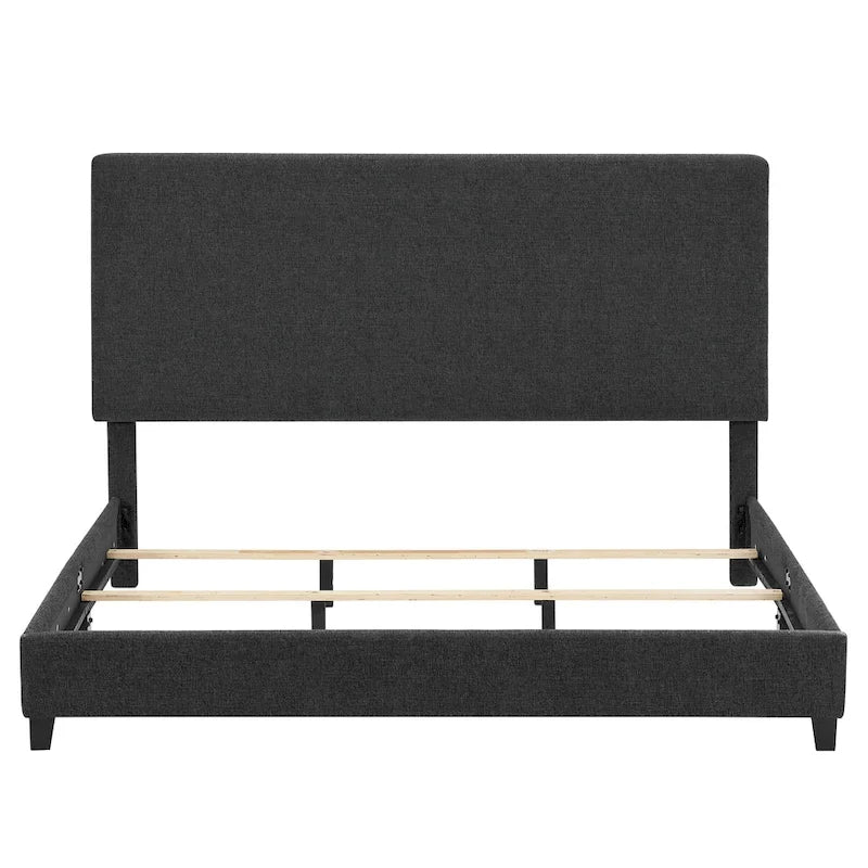 Bridgevine Home Tall Dark Grey Upholstered Panel Platform Bed