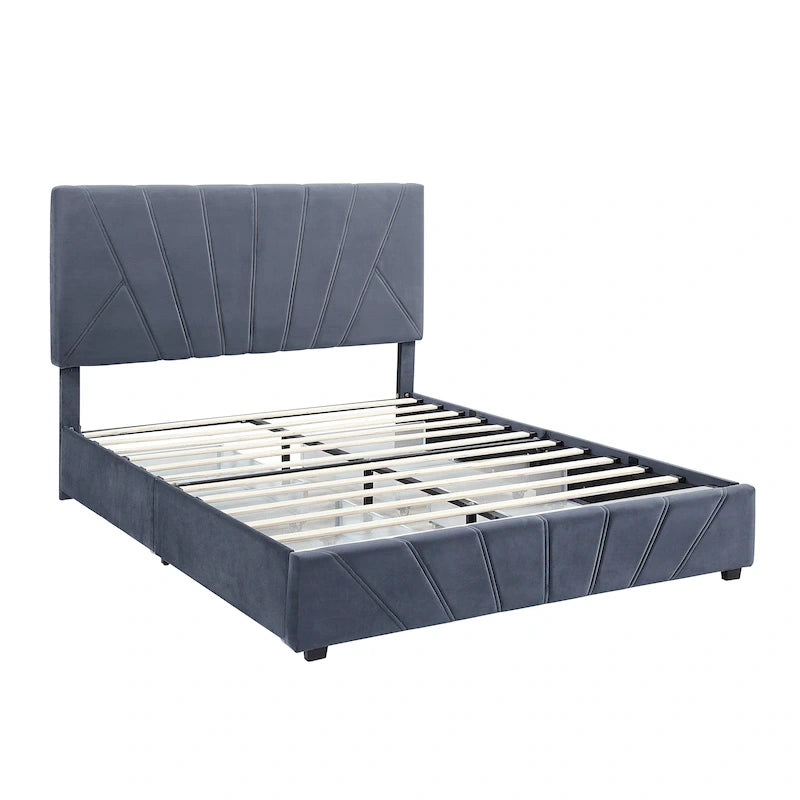 Rhiv Art Deco Upholstered 4-drawer Storage Bed by Furniture of America