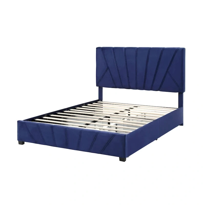 Rhiv Art-Déco Polsterbett mit 4 Schubladen von Furniture of America