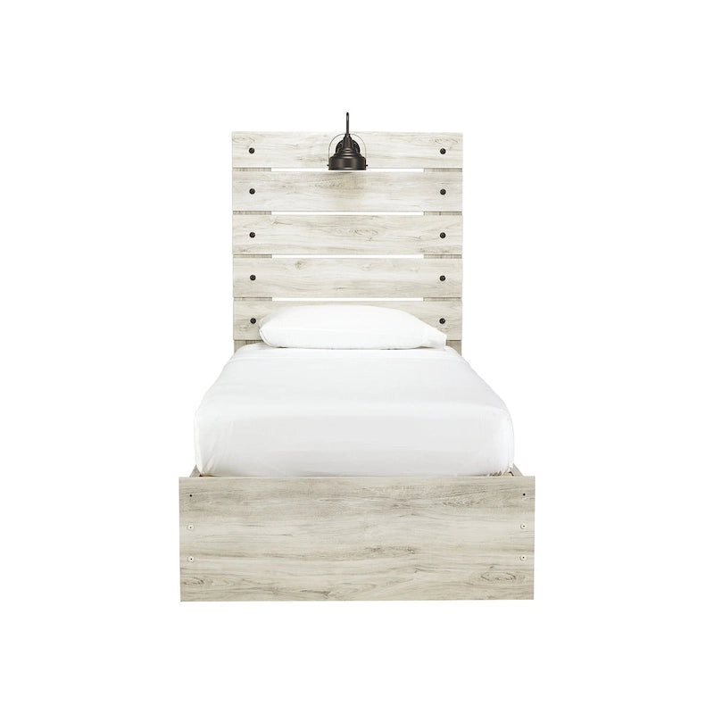 Cambeck Whitewash Panel Bed With 2 Under Bed Storage Drawers