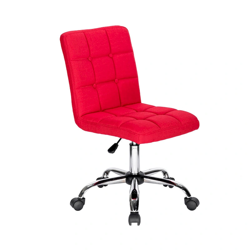 Tufted Fabric Office Chairwith Metal Base
