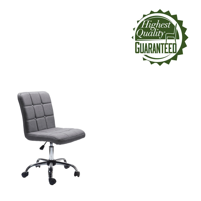Tufted Fabric Office Chairwith Metal Base
