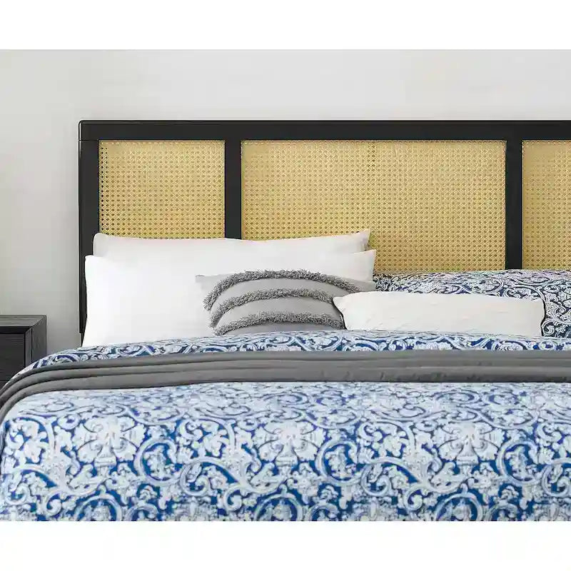 Modern Queen Size Black Wooden Headboard