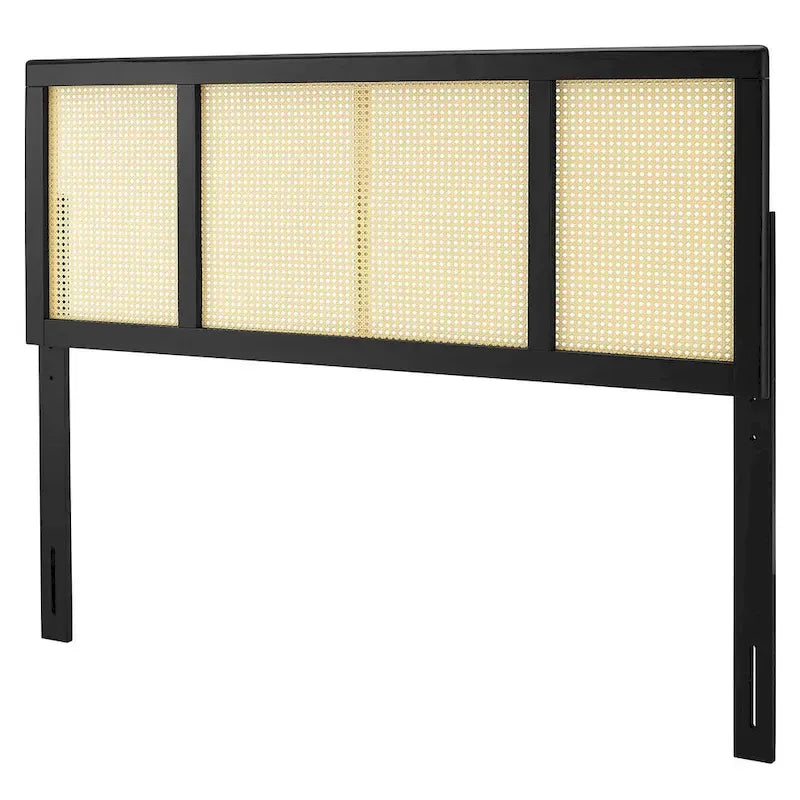 Modern Queen Size Black Wooden Headboard
