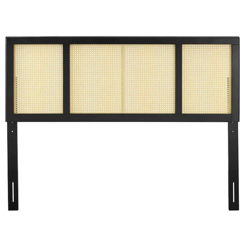 Modern Queen Size Black Wooden Headboard