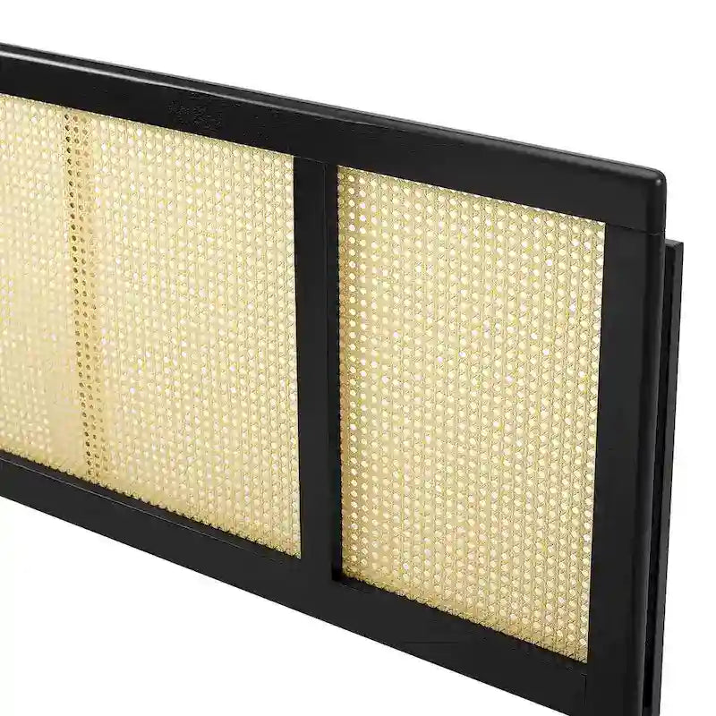 Modern Queen Size Black Wooden Headboard