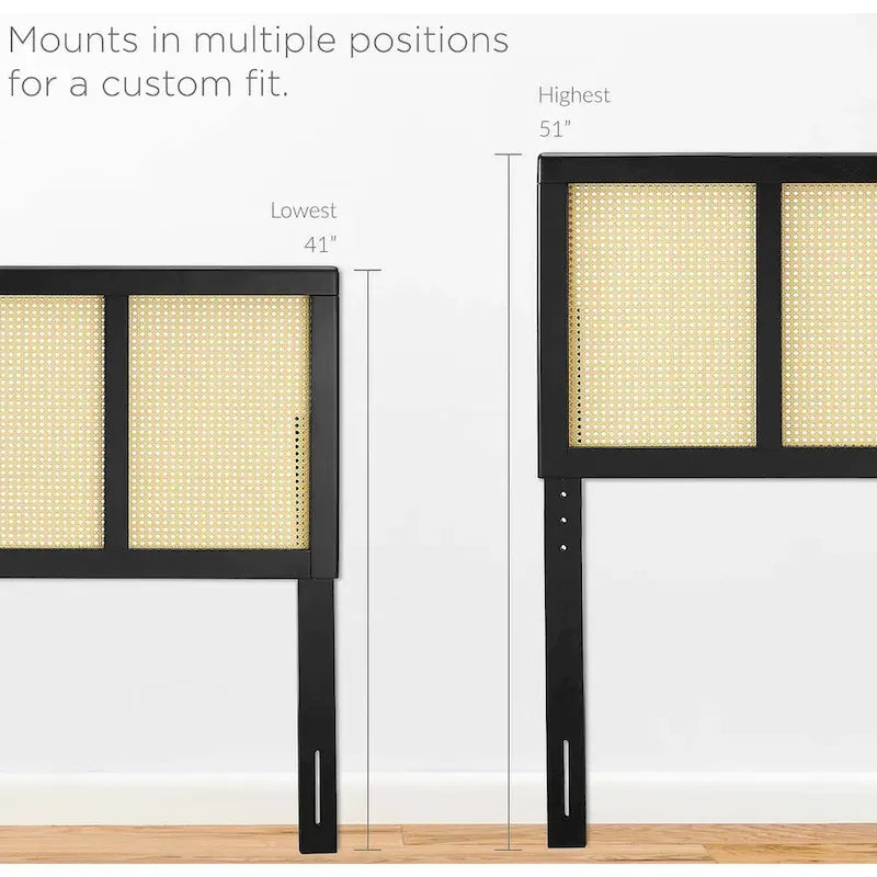 Modern Queen Size Black Wooden Headboard