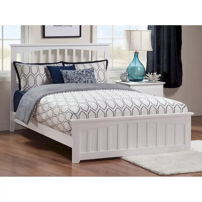 Foundation Bed Frame with Matching Footboard in White