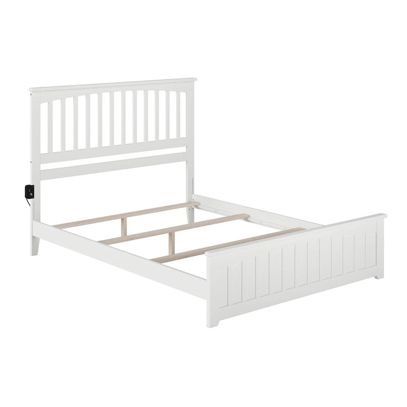 Foundation Bed Frame with Matching Footboard in White