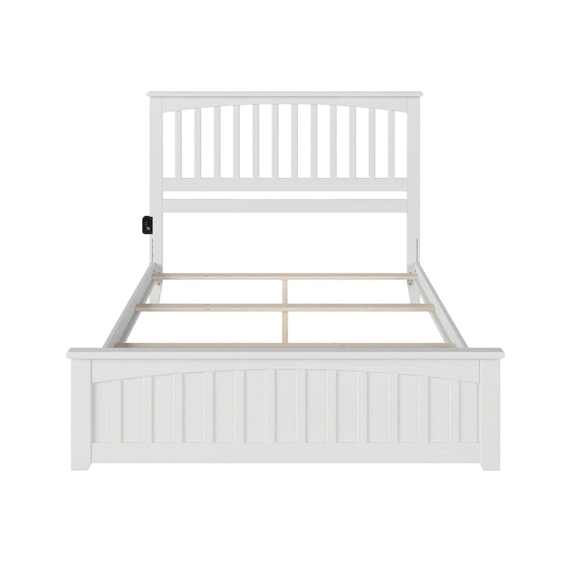 Foundation Bed Frame with Matching Footboard in White